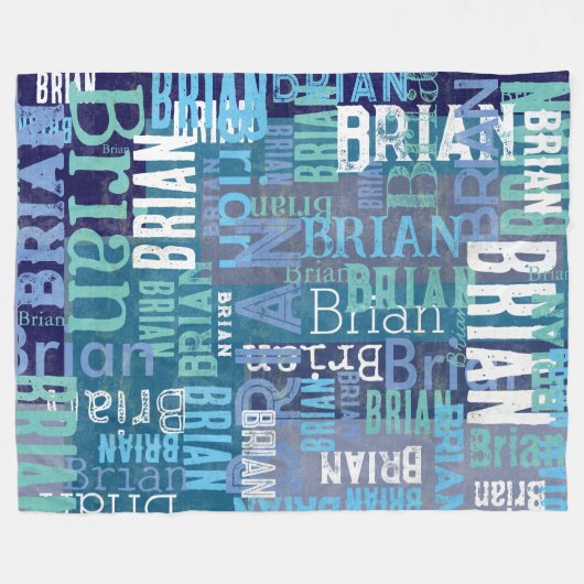 Naam Gerepliceerd in tinten van blauw Fleece Deken (Voorkant (Horizontaal))