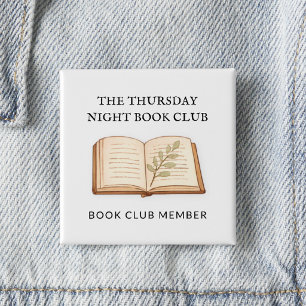 Naam geschenk voor waterverfboekclub vierkante button 5,1 cm
