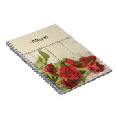 Naam, geschilderde rode rozen op verweerde houten  notitieboek (Rechterzijde)