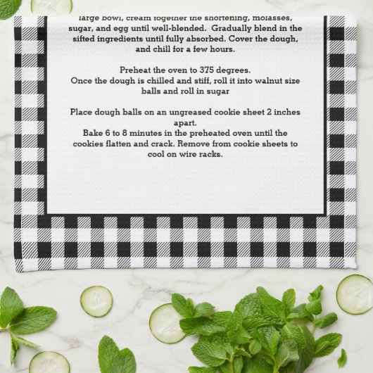 Naam Geserveerd Recept Zwart Wit Buffalo Plaid Theedoek (Gevouwen)