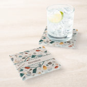 Naam, getextureerde grote spaander mozaïek terrazz glazen onderzetter (Schuin)