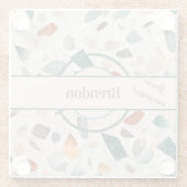 Naam, getextureerde grote spaander mozaïek terrazz glazen onderzetter (Achterkant)