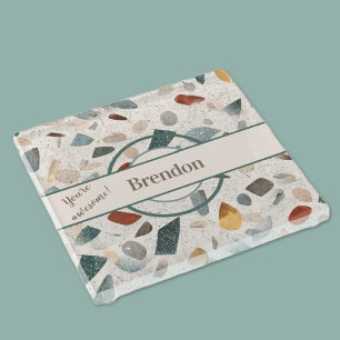 Naam, getextureerde grote spaander mozaïek terrazz glazen onderzetter