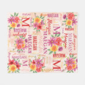 Naam geverfde bloemen fleece deken (Voorkant (Horizontaal))