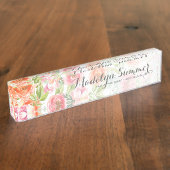 Naam geverfde Waterverf bloemen kalligrafie Naambordje (Zijkant)