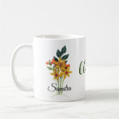 Naam, Gewatteerde Herfst Bloemen gezegend 11oz Koffiemok (Links)