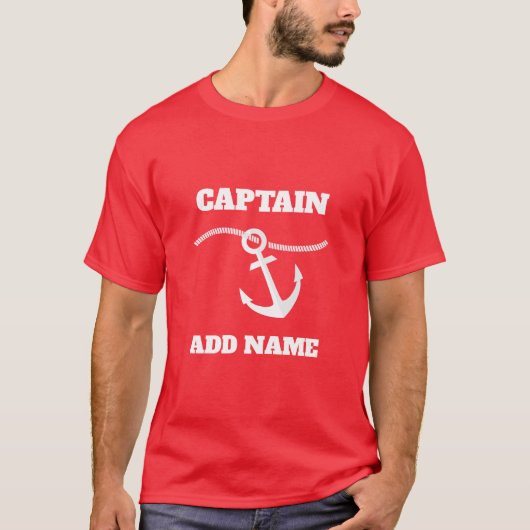 Naam gezaghebbende kapitein boot t-shirt (Voorkant)