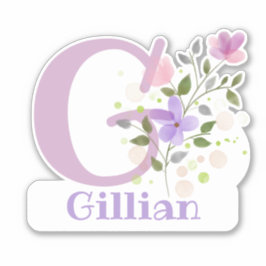 Naam Gillian & Initiaal met Floral Design Sticker