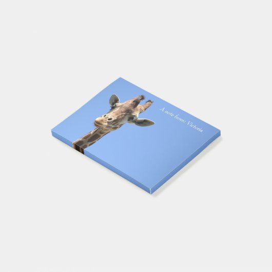 Naam Giraffe Blue Cute Post-it® Notes (Schuin)