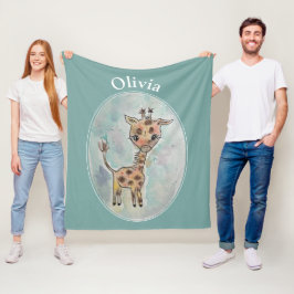 Naam Giraffe Gepersonaliseerd Fleece Deken