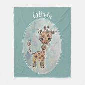 Naam Giraffe Gepersonaliseerd Fleece Deken (Voorkant)