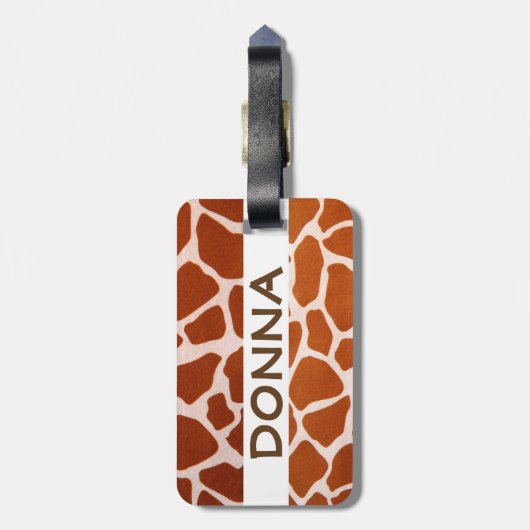 Naam Giraffe Safari Print Bagagelabel (Achterkant verticaal)