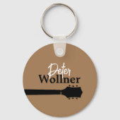 Naam gitaarspeler Licht Bruin Sleutelhanger (Voorkant)