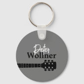Naam gitarist Grijs Muziek Sleutelhanger (Voorkant)
