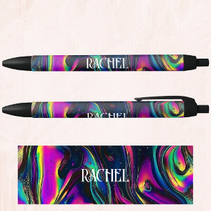 Naam, Glanzend Iridescent Abstract Galactisch Zwar Zwarte Inkt Pen