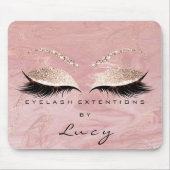 Naam Glitter Makeup Beauty Studio Lash Roze Marmer Muismat (Voorkant)