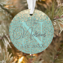 Naam Glittery Gold Feathers Monogram Ornament
