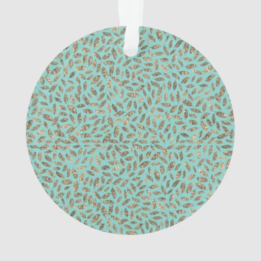 Naam Glittery Gold Feathers Monogram Ornament (achterkant)