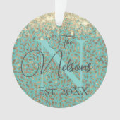 Naam Glittery Gold Feathers Monogram Ornament (voorkant)