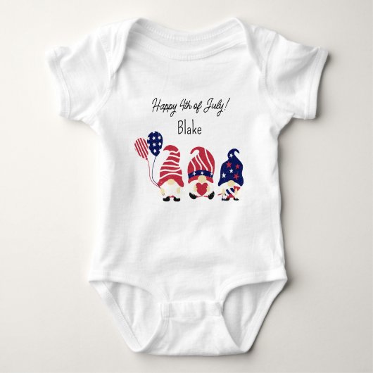 Naam, Gnomes, 4 juli Pasgeboren tot 24mos Jersey Romper (Voorkant)