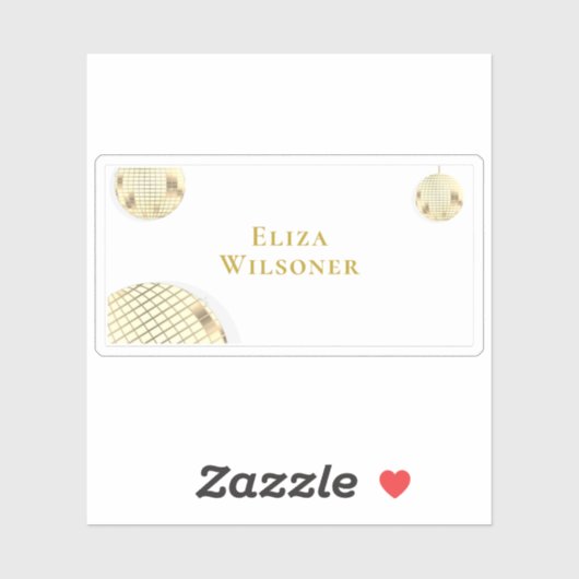 Naam Gold Disco Ball Sticker (Vel)