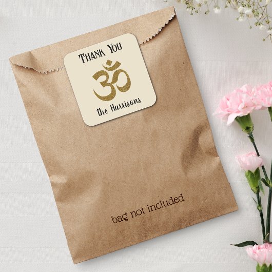 Naam. Gold OM Symbool 3-in Dank U Sticker