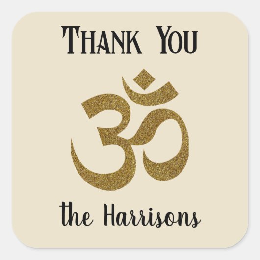 Naam. Gold OM Symbool 3-in Dank U Sticker (Voorkant)