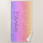 Naam Gold Pink Mauve Mermaid Scales toevoegen Strandlaken (Voorkant)