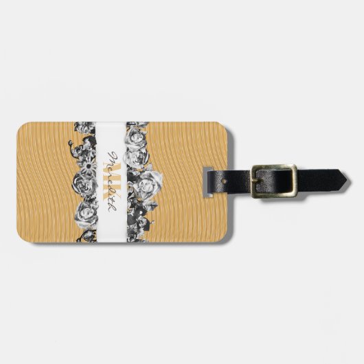  naam Gold Rozen Chic Monogram Luxe Bagagelabel (Voorkant horizontaal)