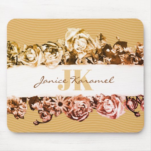  naam Gold Rozen Chic Monogram Luxe Muismat (Voorkant)