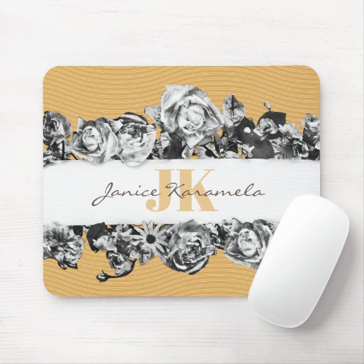  naam Gold Rozen Chic Monogram Luxe Muismat (Met muis)
