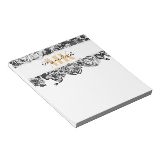  naam Gold Rozen Chic Monogram Luxe Notitieblok (Schuin)