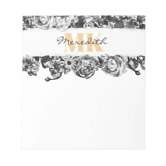  naam Gold Rozen Chic Monogram Luxe Notitieblok (Voorkant)