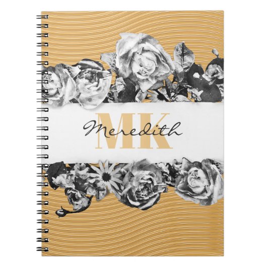 naam Gold Rozen Chic Monogram Luxe Notitieboek (Voorkant)