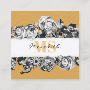 naam Gold Rozen Chic Monogram Luxe Vierkante Visitekaartje