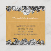  naam Gold Rozen Chic Monogram Luxe Vierkante Visitekaartje (Achterkant)
