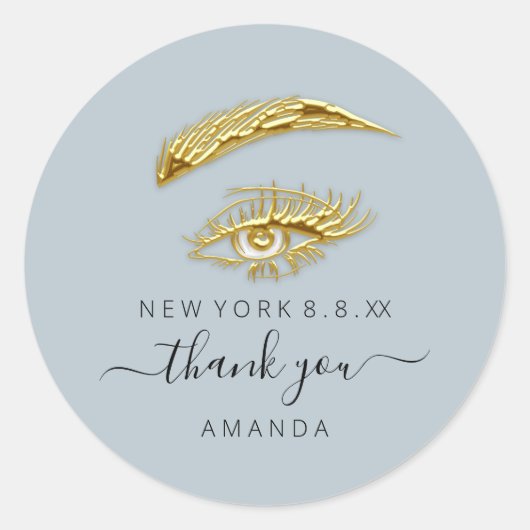 Naam Golden Lashes Microblade Makeup Blue Ronde Sticker (Voorkant)
