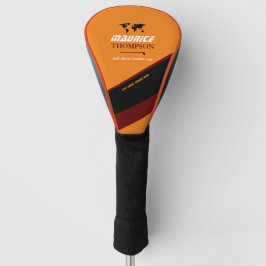 naam golfer op stijlvolle oranje golf headcover