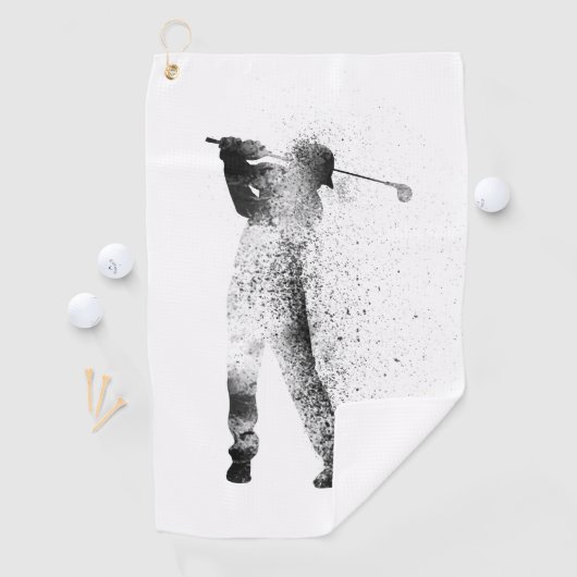 Naam. Golfer Silhouette Swing. Golfhanddoek (Insitu)