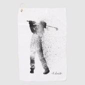 Naam. Golfer Silhouette Swing. Golfhanddoek (Voorkant)
