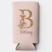 Naam Goud Folie Blush Roze Rozen Letter B Seltzer Blikjeskoeler (Voorkant)