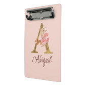 Naam Goud Folie Roze Rozen Letter A Mini Klembord (Angled2)