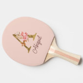 Naam Goud Folie Roze Rozen Letter A Tafeltennisbatje (Zijkant)