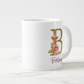 Naam Goud Folie Roze Rozen Letter B Grote Koffiekop (Voorkant rechts)