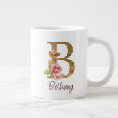 Naam Goud Folie Roze Rozen Letter B Grote Koffiekop (Rechts)