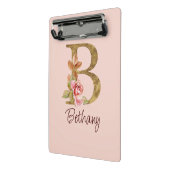 Naam Goud Folie Roze Rozen Letter B Mini Klembord (Angled2)
