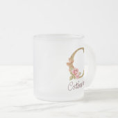 Naam Goud Folie Roze Rozen Letter C Matglas Koffiemok (Voorkant rechts)