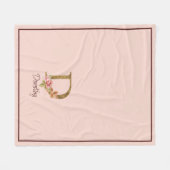 Naam Goud Folie Roze Rozen Letter D Fleece Deken (Voorkant (Horizontaal))