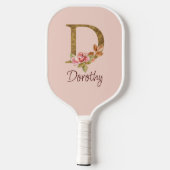 Naam Goud Folie Roze Rozen Letter D Pickleball Paddle (Achterkant)