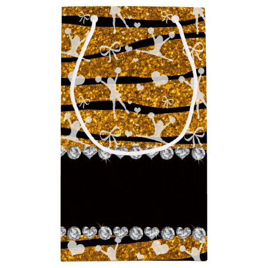 Naam goud glitter zebra stripes cheerleading klein cadeauzakje (Achterkant)